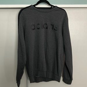 Gray and Black Adidas 3 Stripped Crewneck